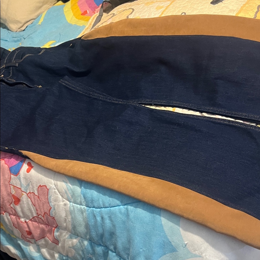 Old Navy Dark Blue Boot-Cut Jeans
Customized with suede looking fabric.